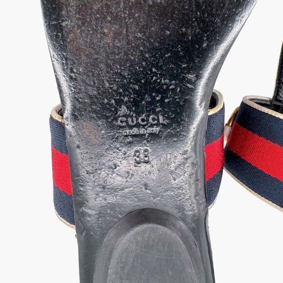 Gucci Horsebit Web Stripe Thong Flat Sandals White Flip Flop Size 38 US 8 Women - Picture 13 of 13